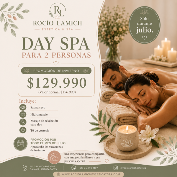 DAY SPA PARA  2 PERSONAS Julio