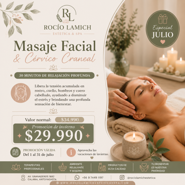 MASAJE FACIAL & CÉRVICO CRANEAL Julio